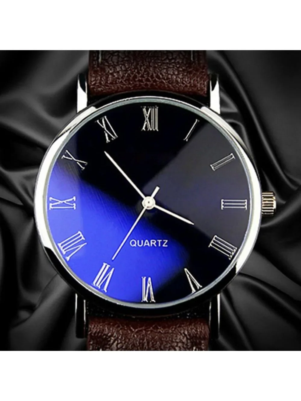 Men's Brown Analog Quartz Simple Solid Leather Band Casual Classic Wrist Watch